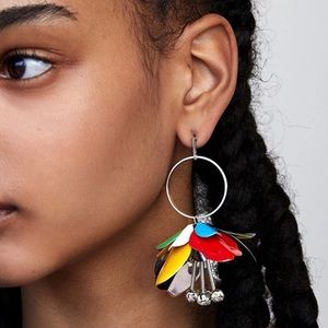 Asymmetrical Flower Parachute Earrings
